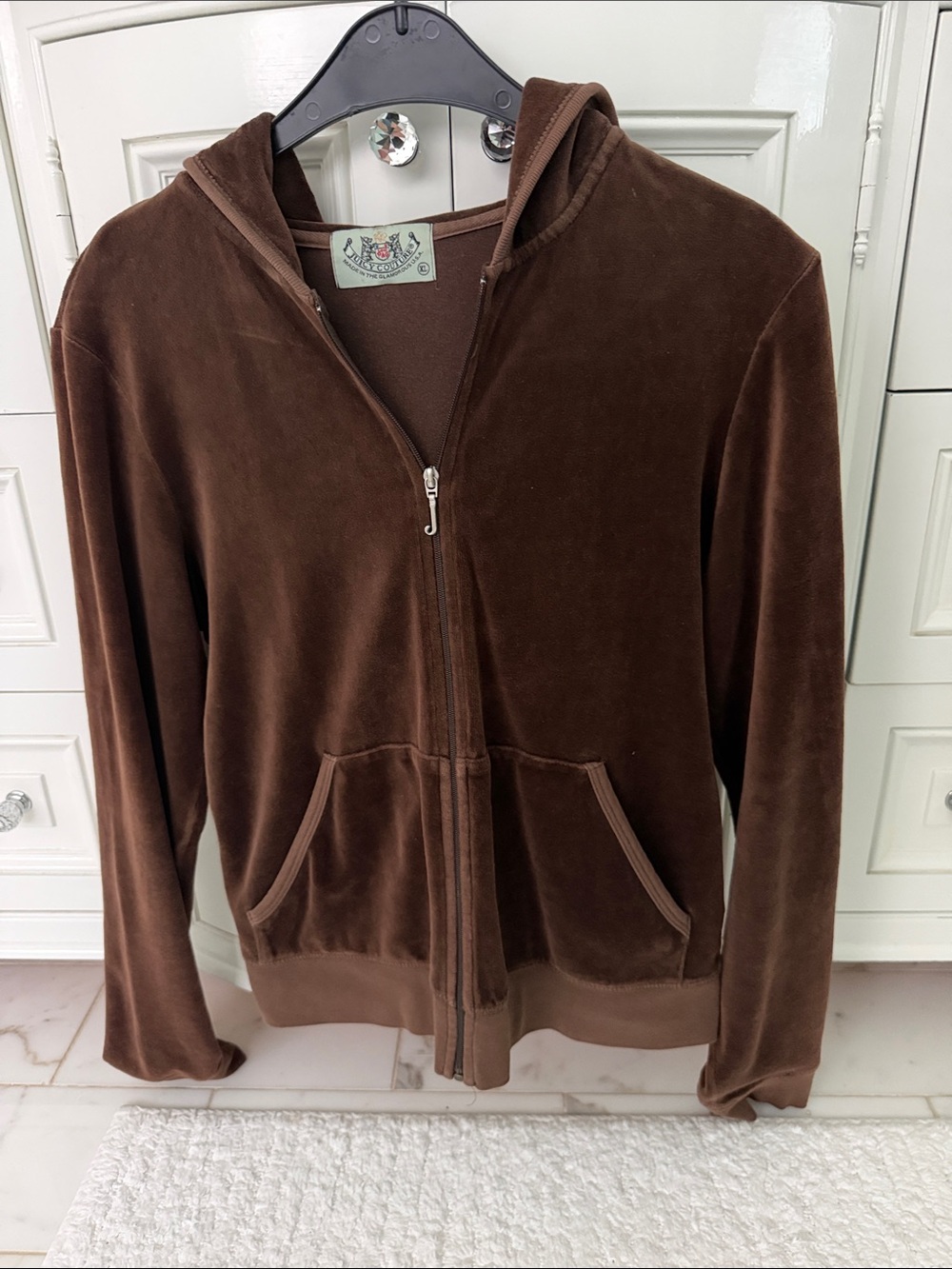 Juicy Couture Chocolate Brown Velour Zip Hoodie